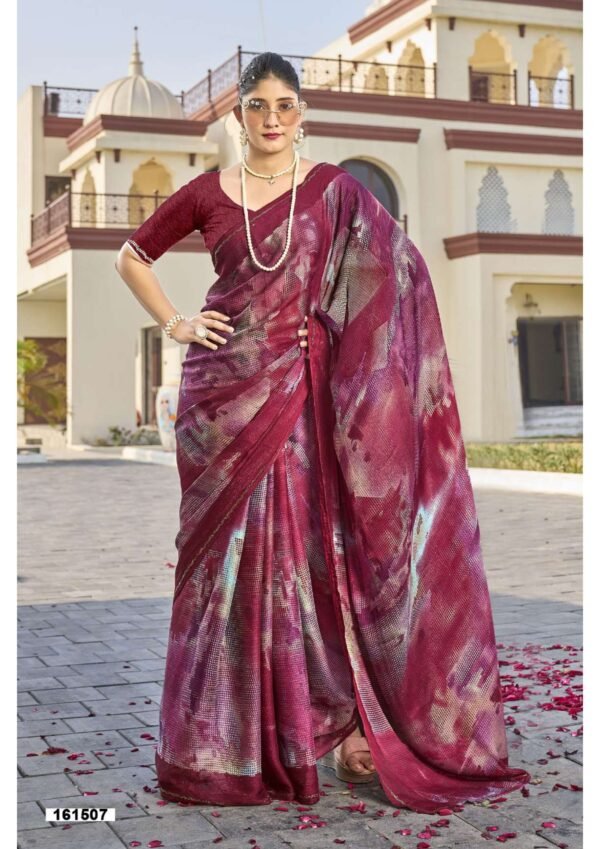 Saami Abstract Print Georgette Casual Saree - Image 5