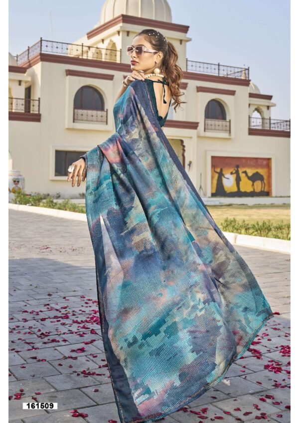 Saami Abstract Print Georgette Casual Saree - Image 3