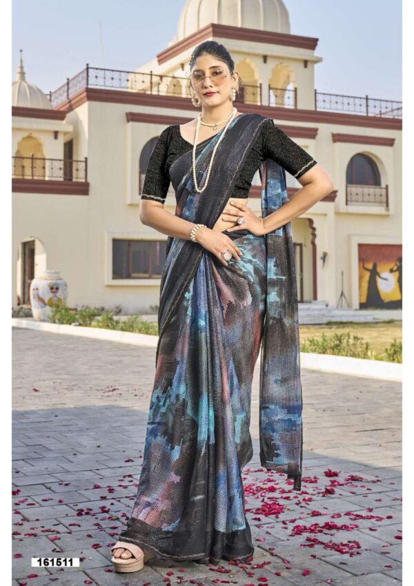 Saami Abstract Print Georgette Casual Saree - Image 6