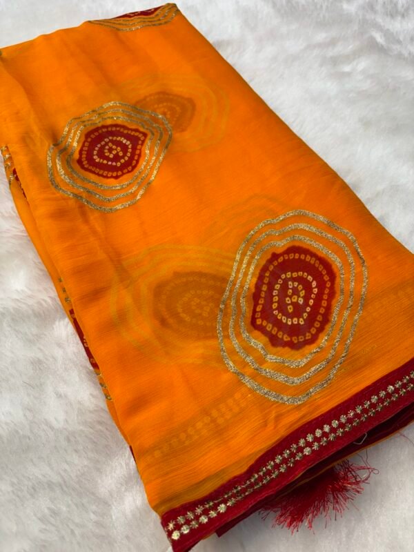 Laddu Bandhani Chiffon Saree 1010 - Image 5