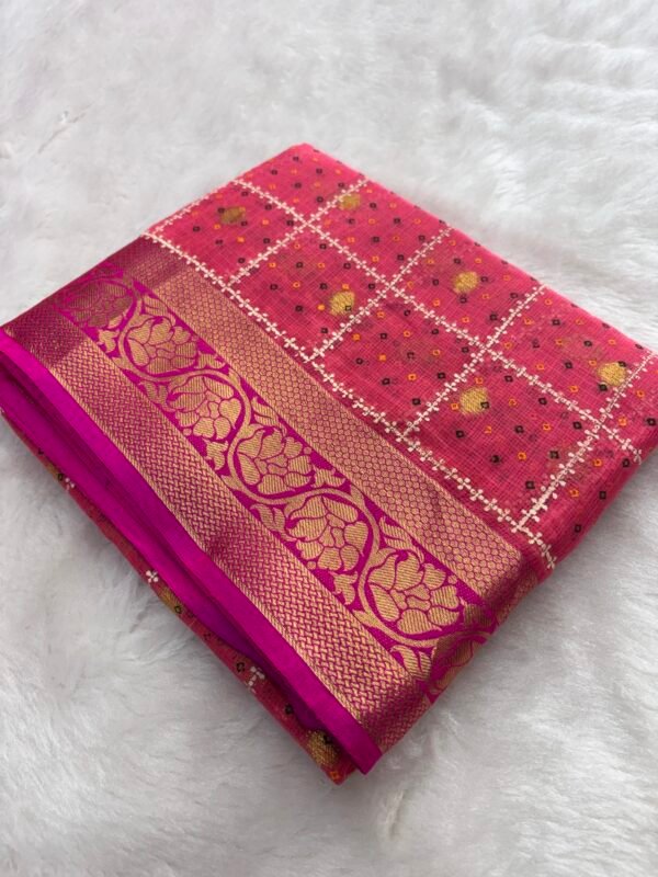 Kota Doria Bandhani Saree. Bandhani Kotta Doria Saree Trand By Ghoomar 2025 - Image 2
