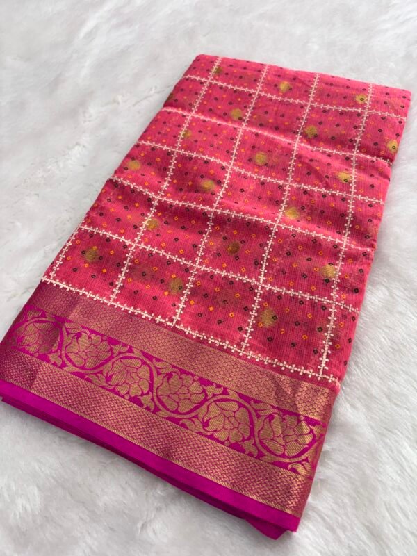 Kota Doria Bandhani Saree. Bandhani Kotta Doria Saree Trand By Ghoomar 2025 - Image 3