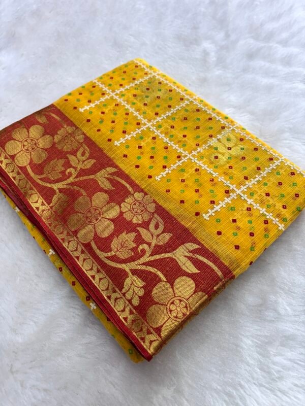 Kota Doria Bandhani Saree. Bandhani Kotta Doria Saree Trand By Ghoomar 2025 - Image 3