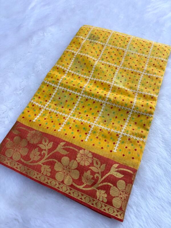 Kota Doria Bandhani Saree. Bandhani Kotta Doria Saree Trand By Ghoomar 2025 - Image 2